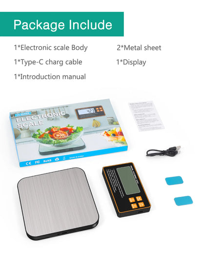 15KG Wireless Magnetic Digital Kitchen Scale with Remote LCD Display Split-Designed Food Scale for Baking Cooking Meal Prep