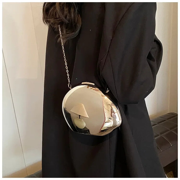 Designer Acrylic Shell Clutch Bag Metallic Evening Purse - Smarsty
