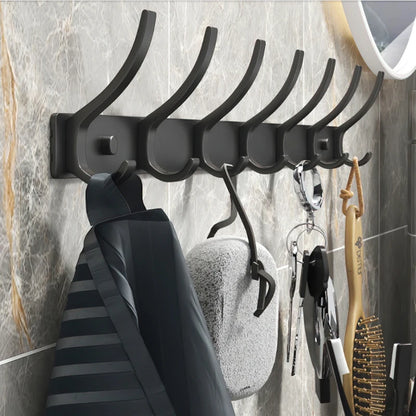 Black and White Folding Robe Hooks for Bathroom Storage - Smarsty