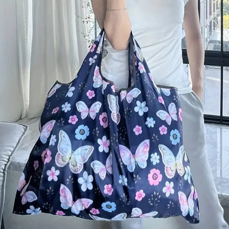 Eco Friendly Folding Shopping Bag Butterfly Flower Tote - Smarsty