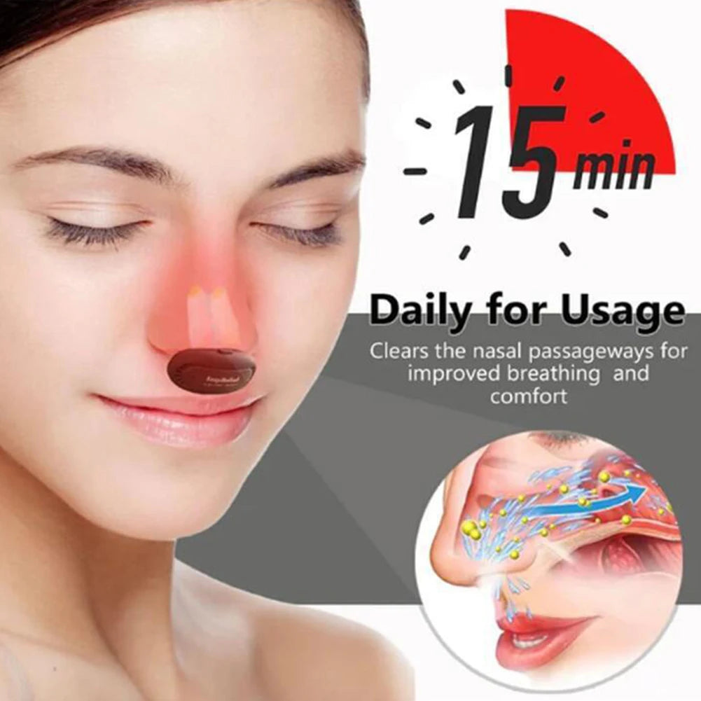Cordless Red Light Nasal Therapy Device Rhinitis Relief Tool Low Frequency Pulse Nose Massage for Improving Nasal Ventilation