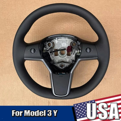 Heated Steering Wheel PU Leather Car Steering Wheel with Heating Function 1490214-00-B For Tesla Model 3 Model Y 2017-2023