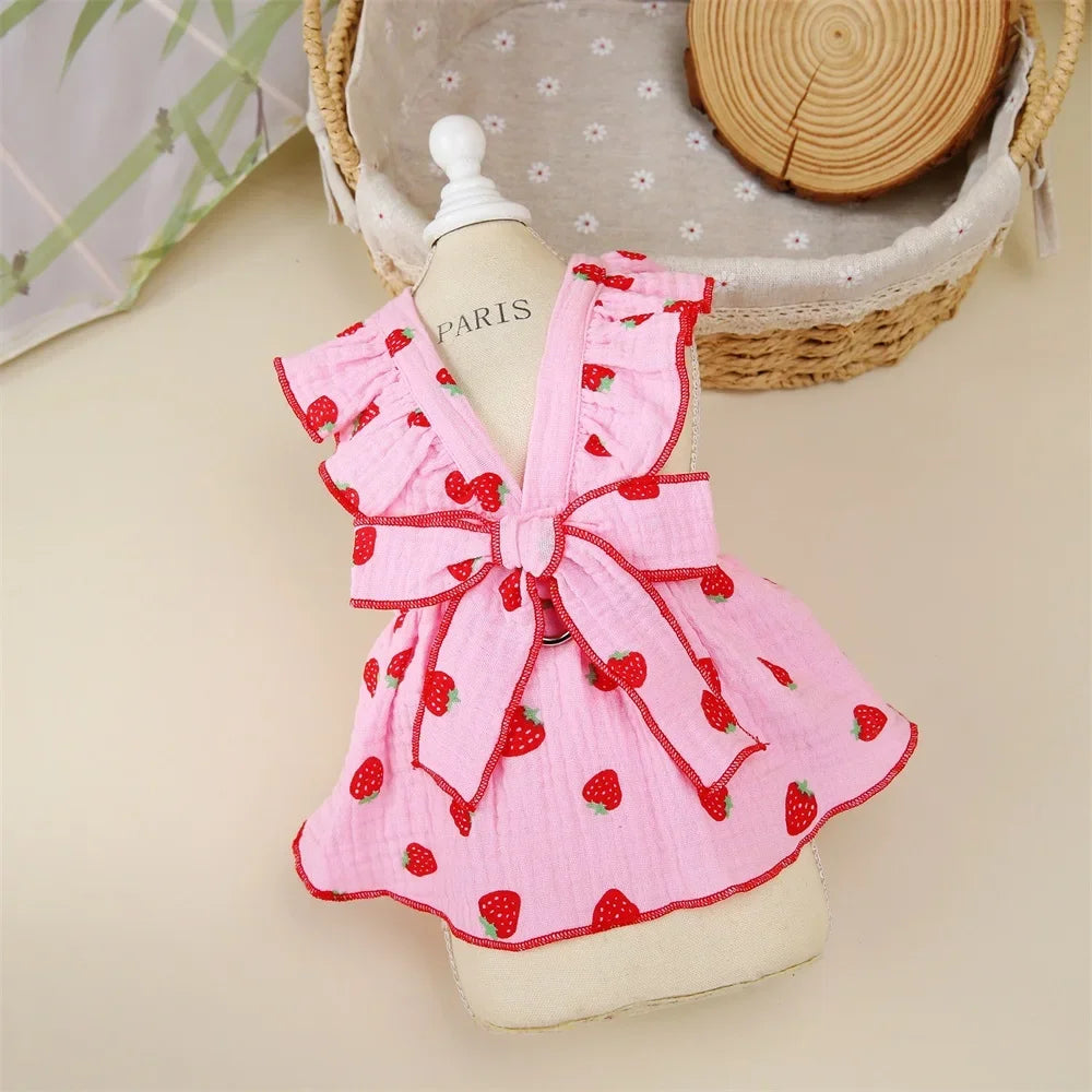 Strawberry Pattern Dog Summer Dress for Stylish Pets - Smarsty