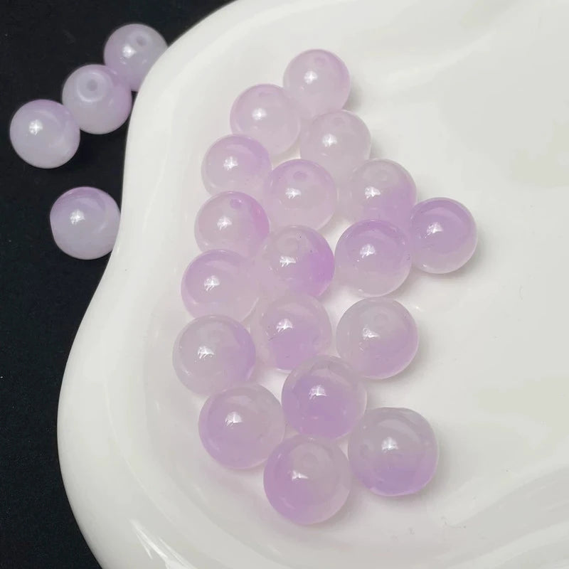 50Pcs 8mm Dual Color Glass Spacer Beads Set For Jewelry - Smarsty