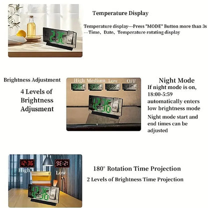 Intelligent Projection Alarm Clock with Large Screen - Smarsty