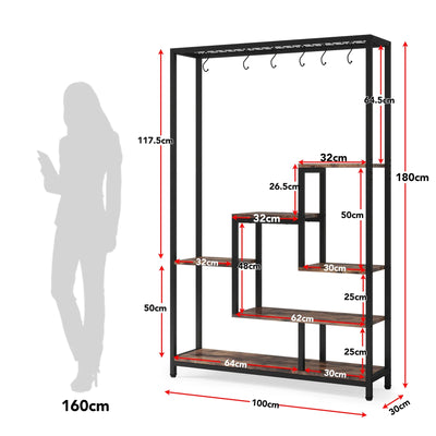 Tribesigns 5 Tiers Tall Indoor Plant Stand 70.9 inches Large Metal Plant Shelf with 10 PC S Hanging Hooks for Garden - Smarsty