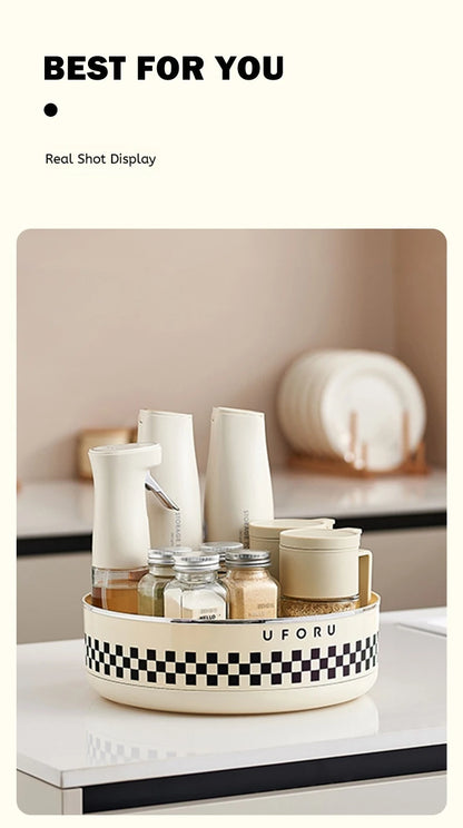 Multifunctional Adjustable Kitchen Rack, Large Capacity Condiment Box Storage , Plastic Material Tabletop Fruit Platter