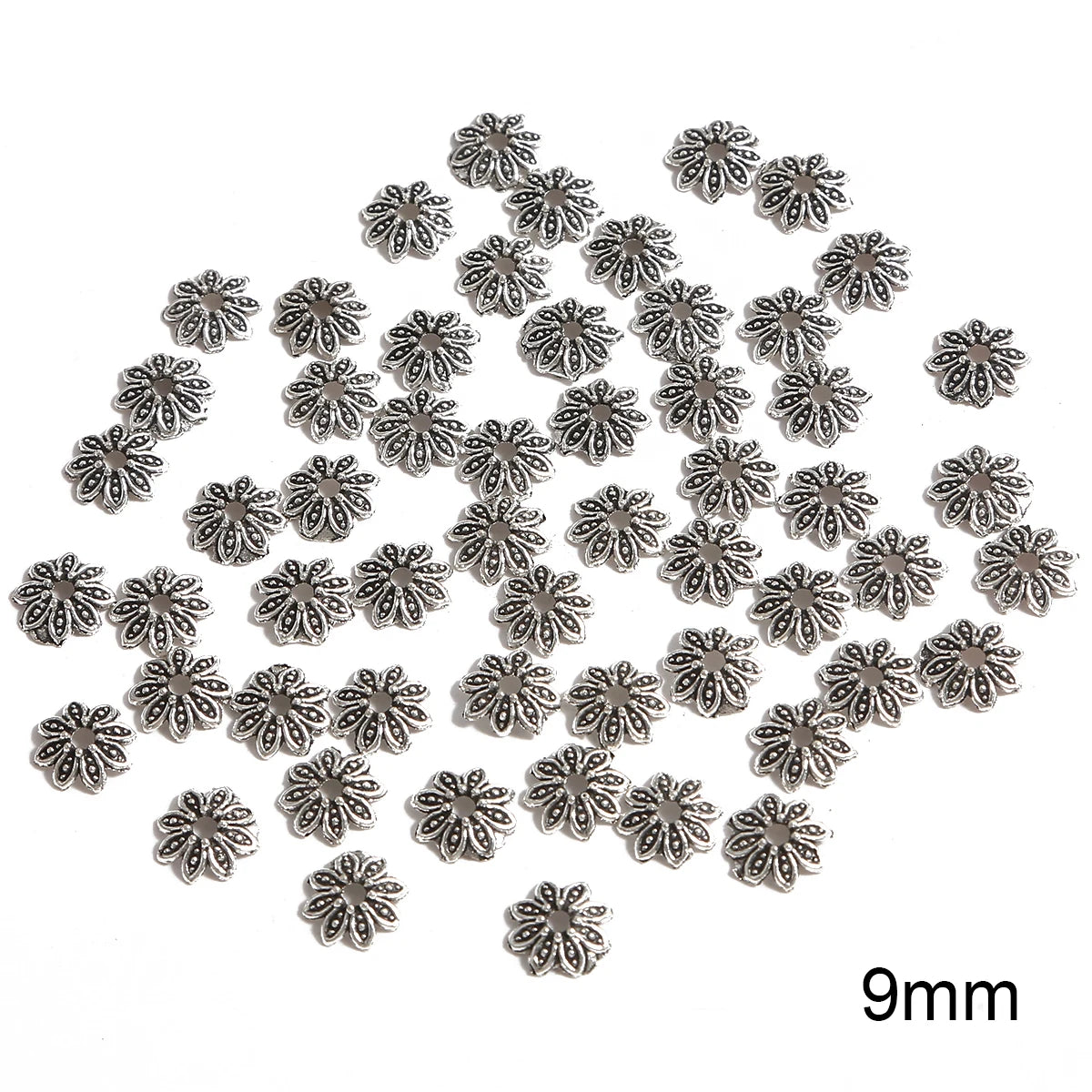 50pcs Tibetan Silver Leaf Flower Bead Caps for Jewelry Making - Smarsty
