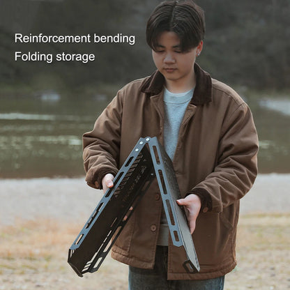 Foldable Camping Tripod Top Plate High Strength Bending Camping Hanging Rack Top Plate with Hanging Hole for BBQ Picnic Hiking