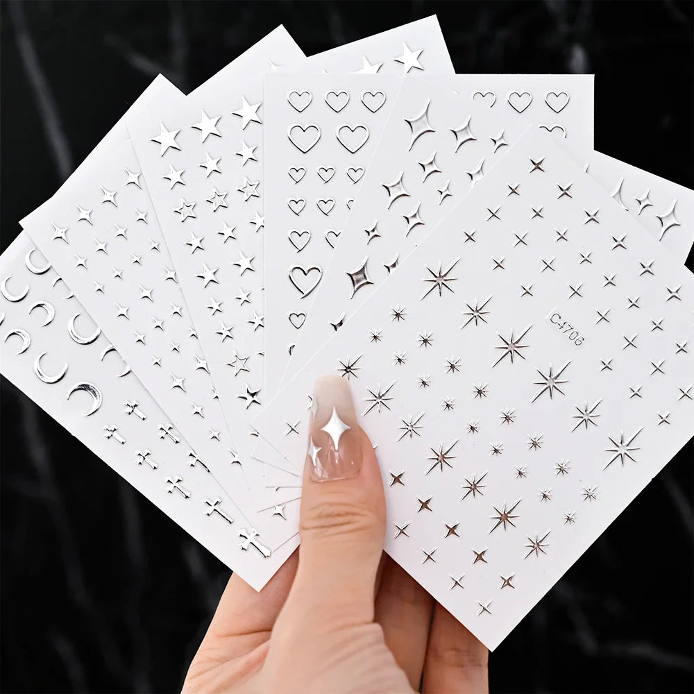 Metallic 3D Star Nail Art Stickers for Stunning Designs - Smarsty