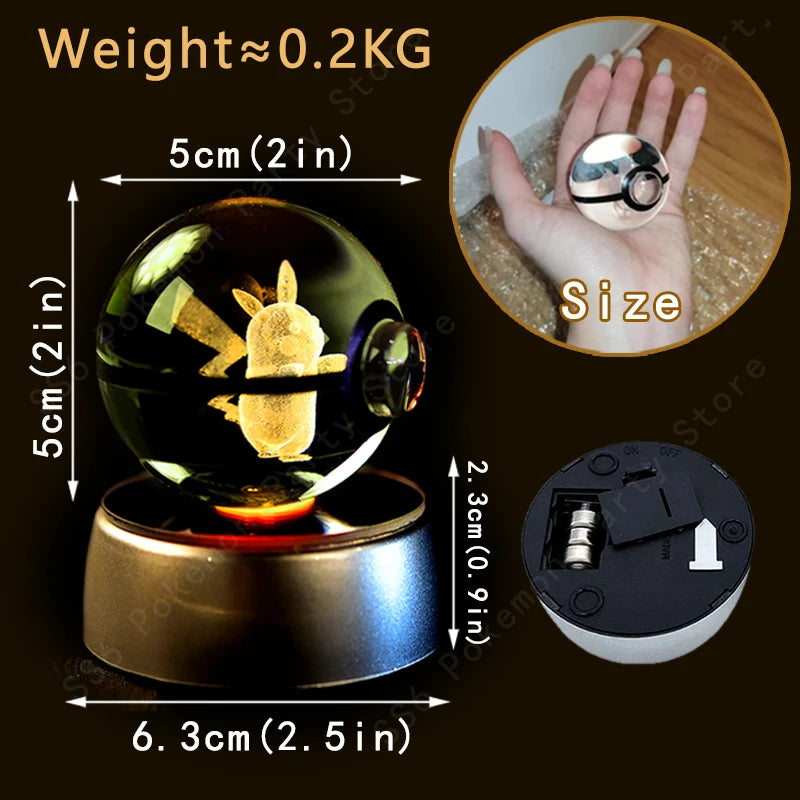 3D Pokemon Crystal Ball Night Light Lamp - Smarsty