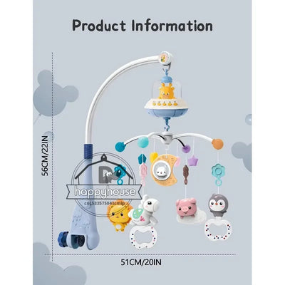 Musical Baby Crib Mobile with Lights Music Projection for Infants Remote Control Crib Toys for Newborn Baby Mobile for Crib Toys - Smarsty