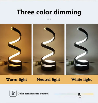 Dimmable LED Spiral Table Lamp for Modern Bedrooms - Smarsty