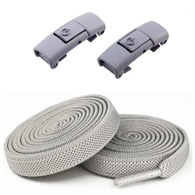 2Pairs Without Ties Elastic Laces No Tie Shoe Laces Press Lock Shoelaces Sneaker Kids Adult 8MM Widened Flat Shoelace for Shoes - Smarsty