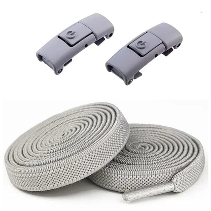 2Pairs Without Ties Elastic Laces No Tie Shoe Laces Press Lock Shoelaces Sneaker Kids Adult 8MM Widened Flat Shoelace for Shoes