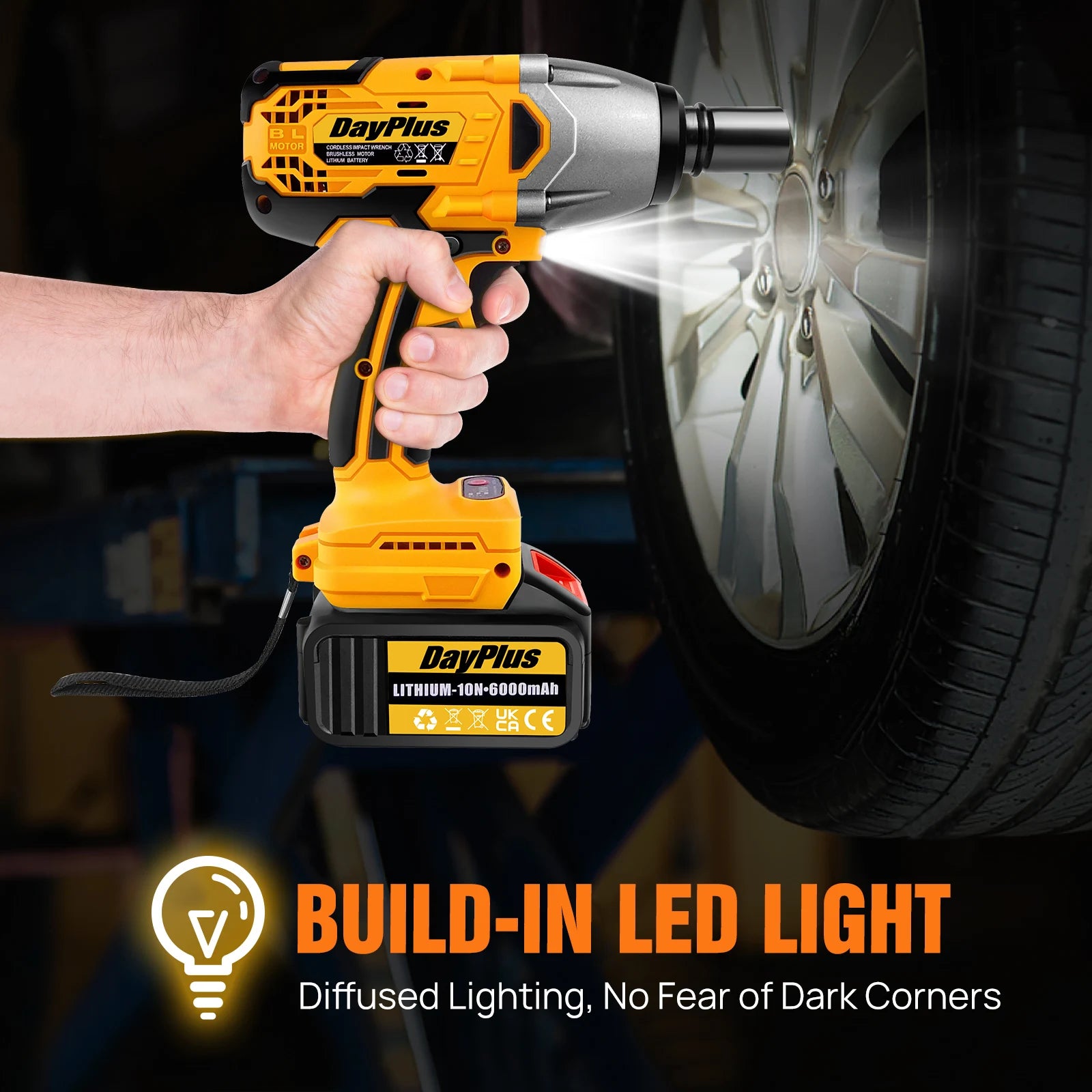 DayPlus 1500Nm Brushless Cordless Impact Wrench - Smarsty