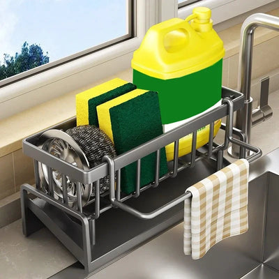 Kitchen Sink Drain Rack Organizer ABS Plastic Self-draining Sink Shelf Soap Sponge Holder Dishcloth Towel Rack filter basket by Smarsty
