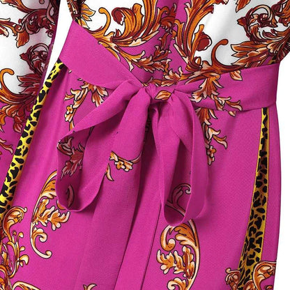 VONDA Maxi Dress 2024 Summer Women Bohemian Printed Party Sundress Long Sleeve Stand Collar Casual Robe Holiday Vestidos Belted - Smarsty