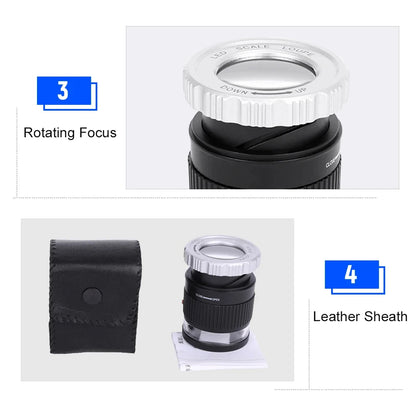 30X Pocket Magnifier with LED Light for Jewelry - Smarsty