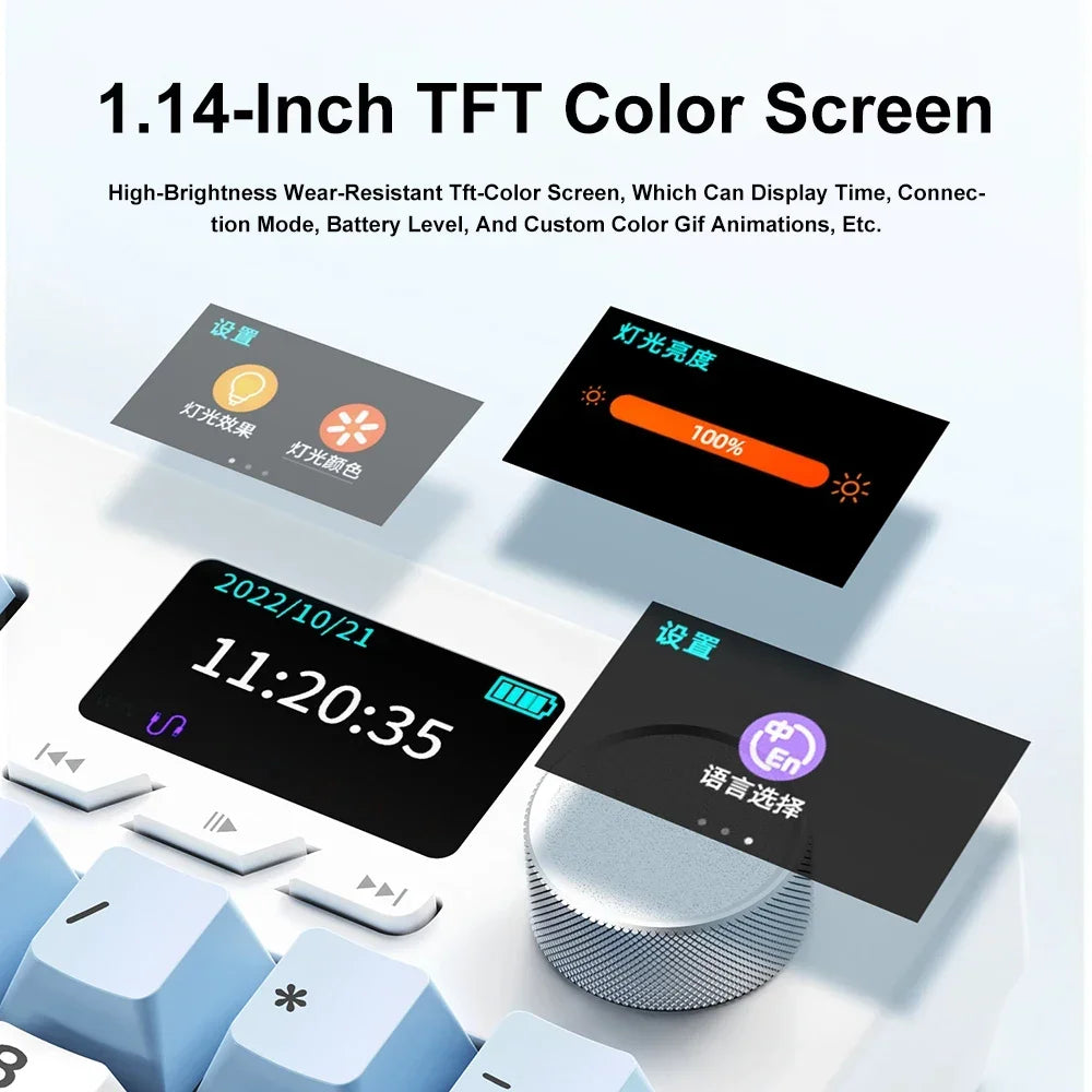 Tri Mode Gaming Keyboard With Hot Swap 104 Keys Gasket