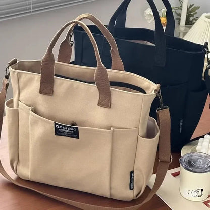 Canvas Ladies Bag Large Capacity Shoulder Tote For Students - Smarsty