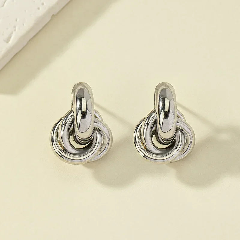 Gold Silver Knot Stud Earrings For Daily Trendy Wear - Smarsty