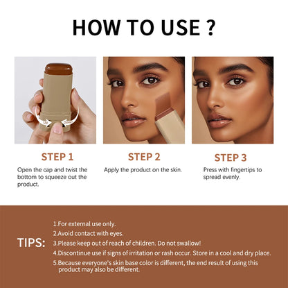 Skin Tint Foundation Stick Eraser Concealer Foundation Stick Serum Boosted Smooth Plumper Hight Coverage Travel Bronze Foundatio