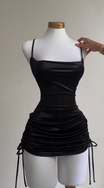 2024 Europe and the United States explosive new cross-border dress summer high sense lace-up sexy halter spice bag hip skirt - Smarsty