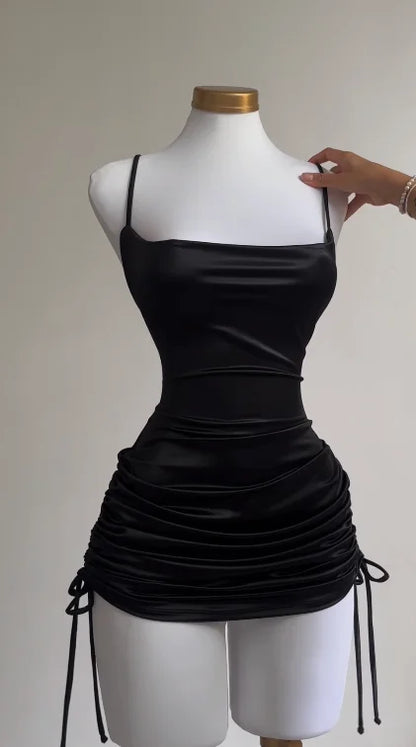 2024 Europe and the United States explosive new cross-border dress summer high sense lace-up sexy halter spice bag hip skirt - Smarsty
