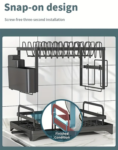Dish Drying Rack, 2 Tier Large Dish Drying Rack for Kitchen Counter with Drainboard Stainless Steel Dish Drainer for Dish&Cup by Smarsty