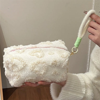 Soft Plush Makeup Bag Portable With Handle Travel Organizer - Smarsty
