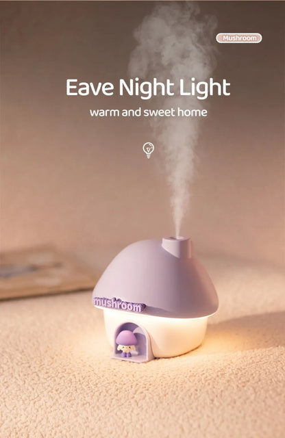 Cartoon Air Humidifier 300ml Mini Essential Oil Aroma Diffusers Colorful Lighting Cute Mushroom House Home Ultrasonic Humidifier - Smarsty