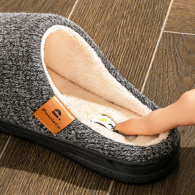 Memory Foam Cushion Slippers men Suede TPR Sole Platform Warm Soft Non Slip Stripe Comfortable Indoor Shoes Knited - Smarsty