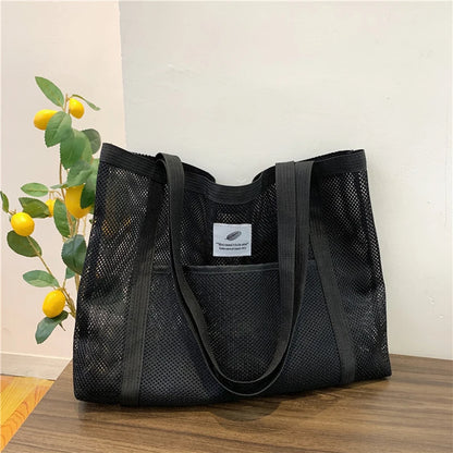 Transparent Mesh Shoulder Bag for Travel and Beach - Smarsty