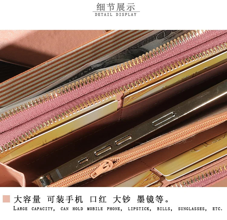 Long Women's Wallet Female Purses Tassel Coin Purse Card Holder Wallets Double Zipper Pu Leather Clutch Luxury Money Phone Bag - Smarsty