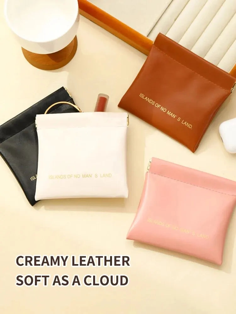 Pu Makeup Bag Storage Bags Shrapnel Bag Automatic Closing Data Cable Headphone Storage Bag Red Envelope Coin Purse Waterproof - Smarsty