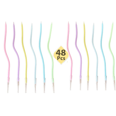 6/12/48pcs/1case Birthday Candles Spiral Cake Candles  Long Thin Cake Candles For Wedding Party And Cake Decoration - Smarsty