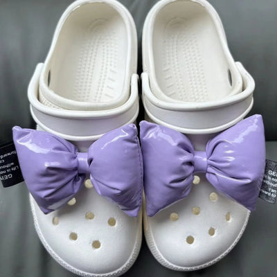 2Pcs Adorable Bow Shoe Charms Glossy, Shiny, Diy Fashion Decorations For Shoes Cute Accessories To Elevate Your Footwear Style - Smarsty