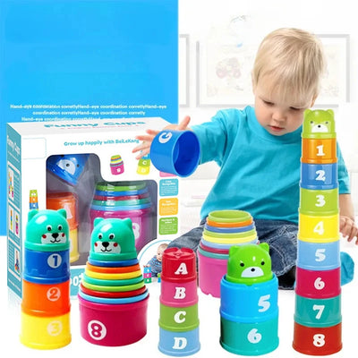 Kid Brain Response Battle Fold Cup Hand Speed Competition Fold Cup Baby Stack Game Early Education Puzzle Train Board Games Toy - Smarsty