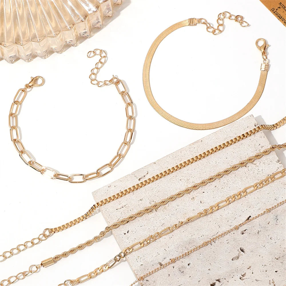 Bohemian Multi-Layer Snake Chain Bracelet Set - Smarsty