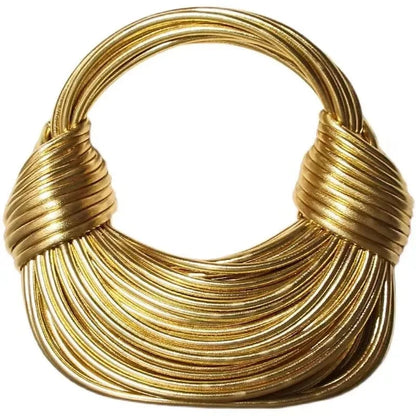 Women Handbags 2024 Designer Rope Knotted Gold Clutch - Smarsty