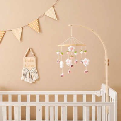 Baby Crib Mobile Bed Bell Rattle Toys Wooden Crochet Stars Pendant Bed Bell Toys Newborn Comfort Crib Bracket Hanging Toys Gifts by Smarsty