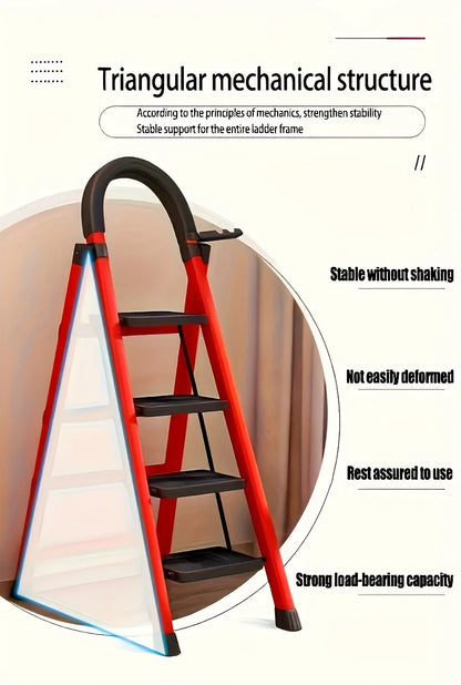 4-step ladder set: multifunctional foldable lightweight, wide-thick sturdy, safe handle + wide non-slip steps, for home/outdoor/