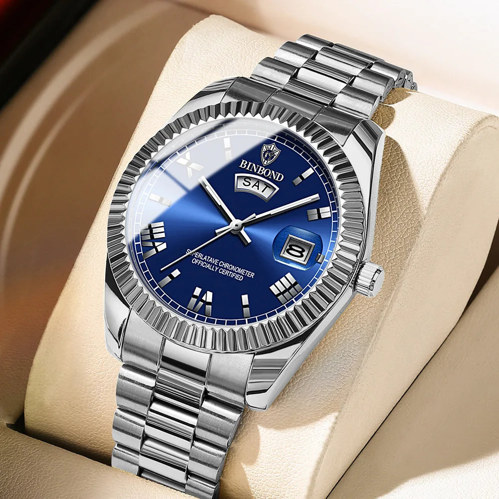 BINBOND Men's Classic Waterproof Quartz Watch with Luminous Dial - Smarsty
