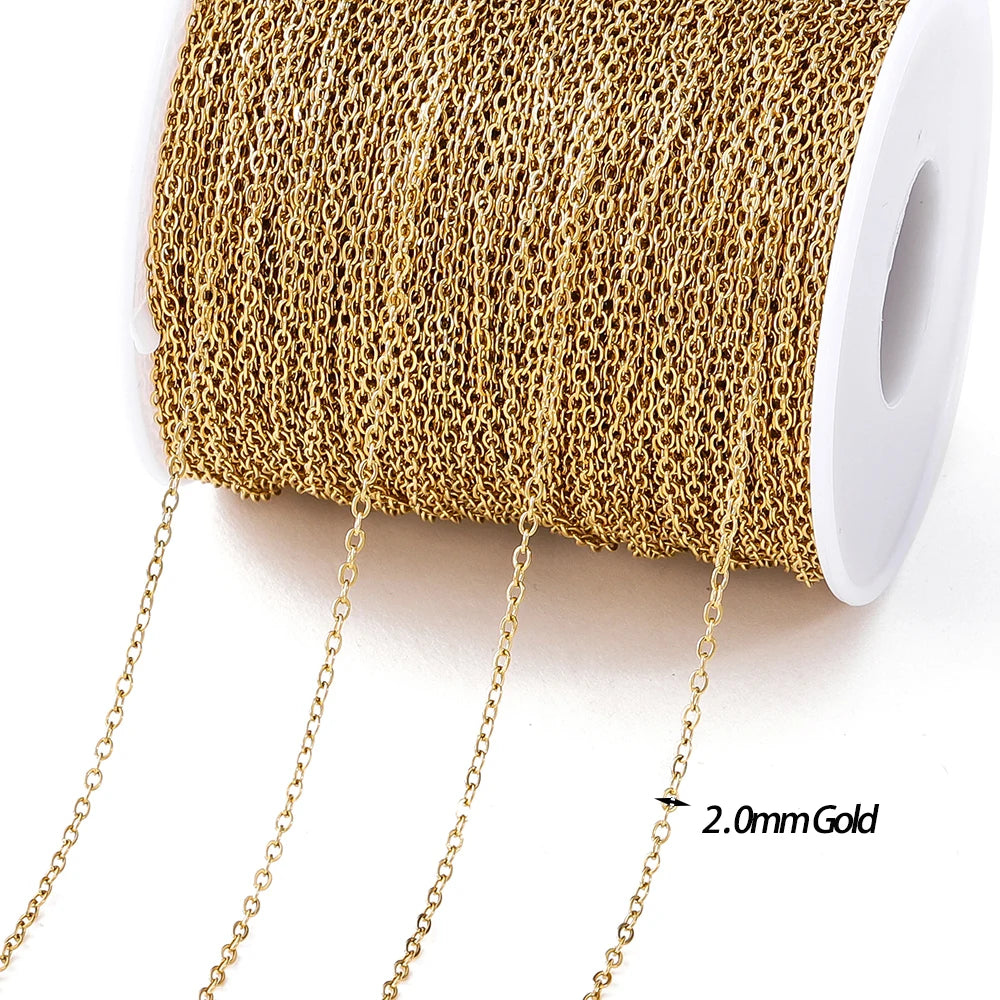 No Fade 2M Gold Stainless Steel Beaded Chain Durable - Smarsty
