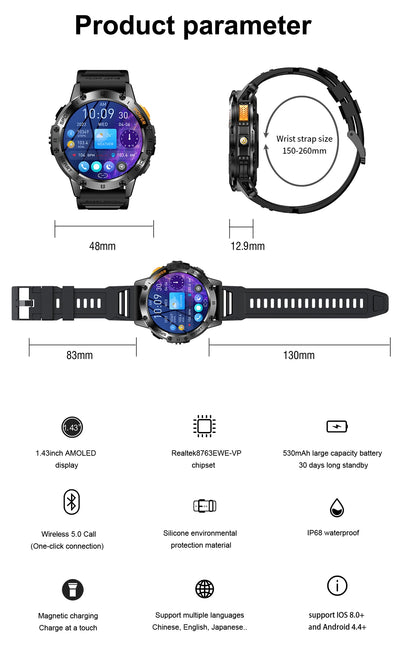 AMOLED Waterproof Smart Watch for Fitness Tracking - Smarsty