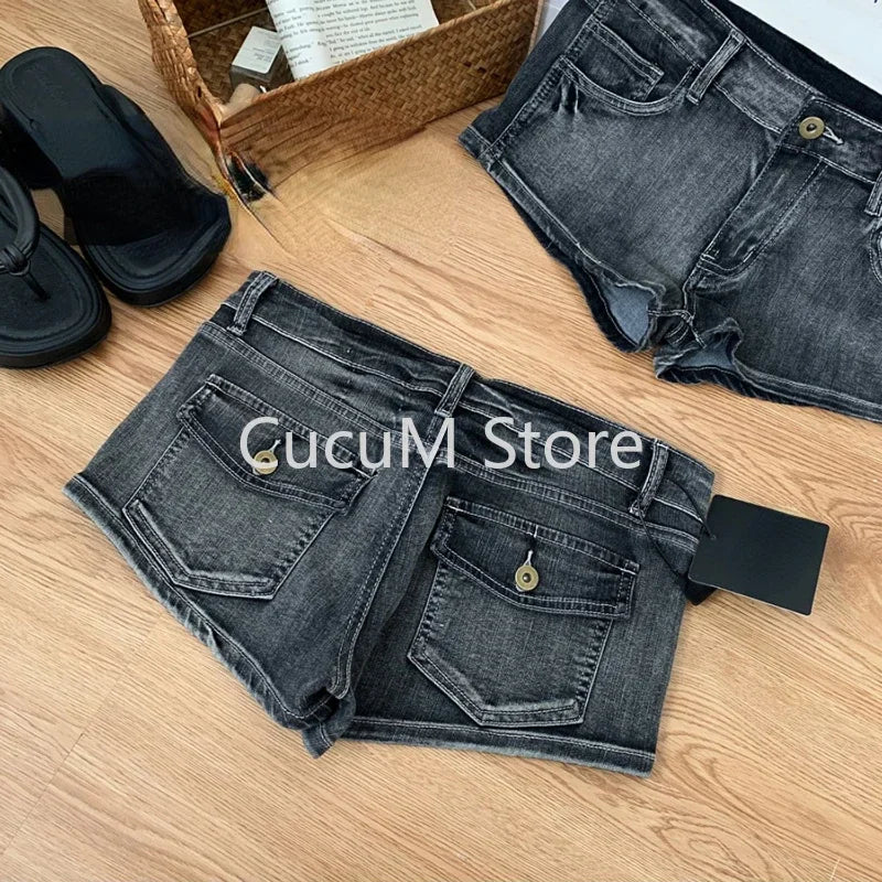 Summer Women Y2k Streetwear Gyaru Harajuku Fashion Grunge Vintage Coquette Low Rise 2000s Jean Shorts Denim Hot Pants Japanese - Smarsty
