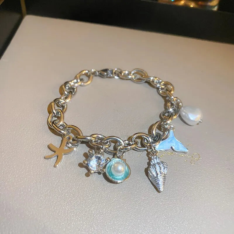 Starfish Shell Conch Bracelet for Women Summer Beach Jewelry - Smarsty