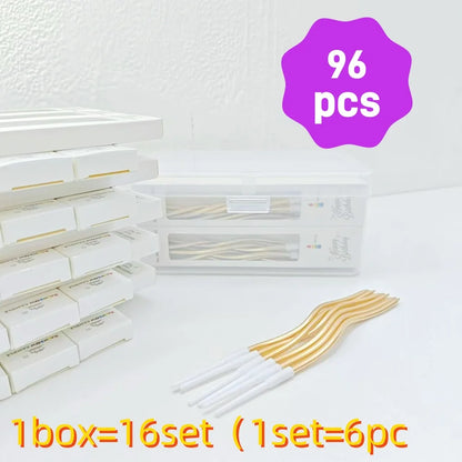 6/12/48pcs/1case Birthday Candles Spiral Cake Candles  Long Thin Cake Candles For Wedding Party And Cake Decoration - Smarsty