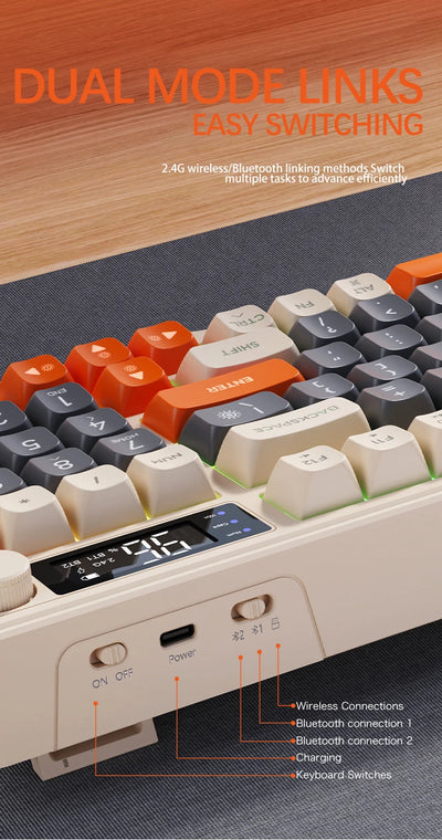 Wireless Keyboard With Screen Bluetooth Multi Device Linking - Smarsty
